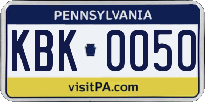 PA license plate KBK0050
