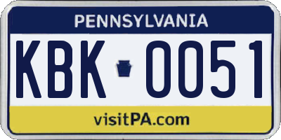 PA license plate KBK0051