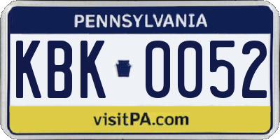 PA license plate KBK0052