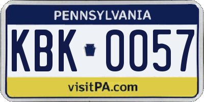 PA license plate KBK0057