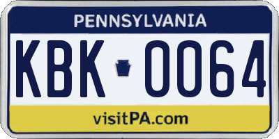PA license plate KBK0064