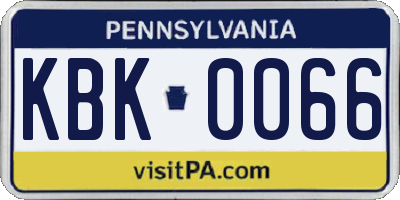 PA license plate KBK0066