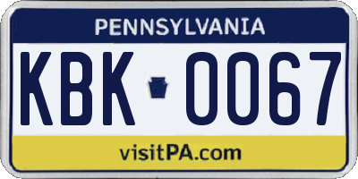PA license plate KBK0067