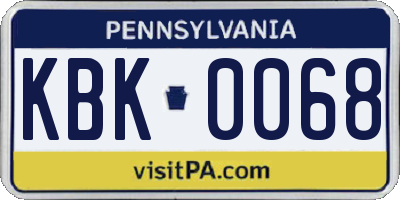 PA license plate KBK0068