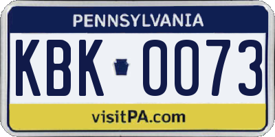 PA license plate KBK0073