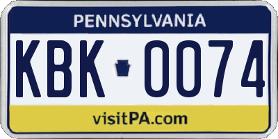PA license plate KBK0074