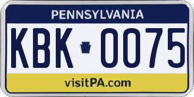PA license plate KBK0075