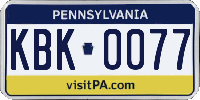 PA license plate KBK0077