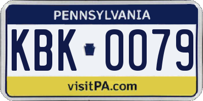 PA license plate KBK0079