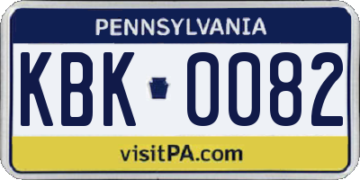 PA license plate KBK0082