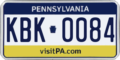 PA license plate KBK0084