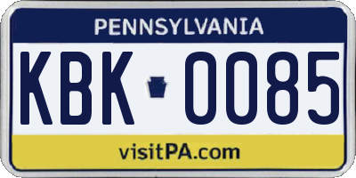 PA license plate KBK0085