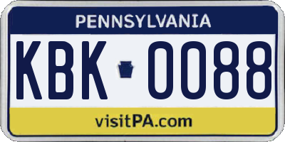 PA license plate KBK0088