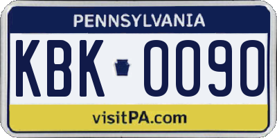 PA license plate KBK0090