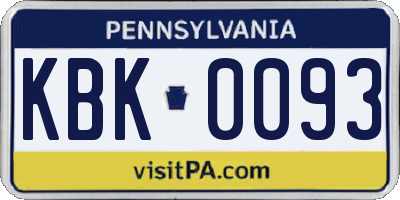 PA license plate KBK0093