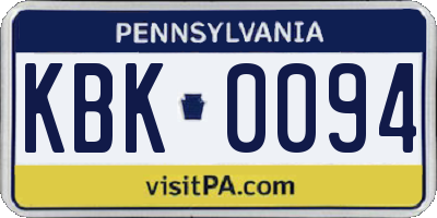 PA license plate KBK0094