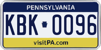 PA license plate KBK0096