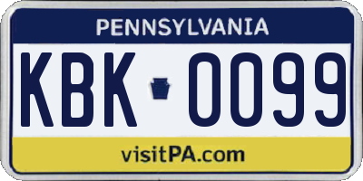 PA license plate KBK0099