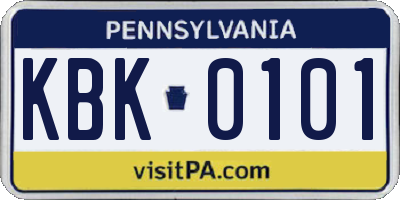 PA license plate KBK0101