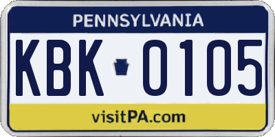 PA license plate KBK0105