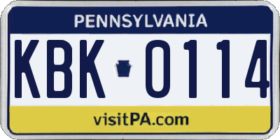 PA license plate KBK0114