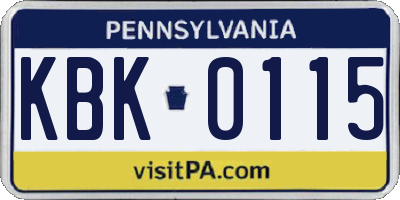 PA license plate KBK0115