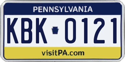 PA license plate KBK0121