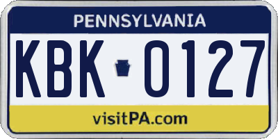 PA license plate KBK0127