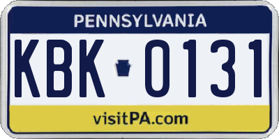PA license plate KBK0131