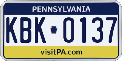 PA license plate KBK0137