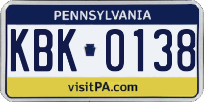 PA license plate KBK0138