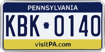 PA license plate KBK0140