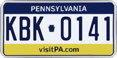 PA license plate KBK0141