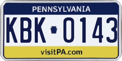 PA license plate KBK0143