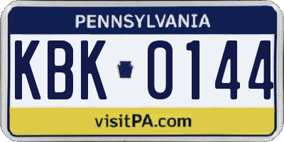 PA license plate KBK0144