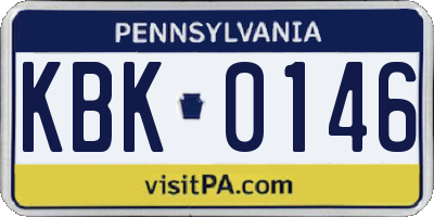PA license plate KBK0146