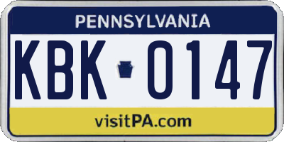 PA license plate KBK0147