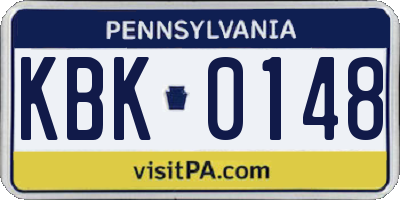 PA license plate KBK0148