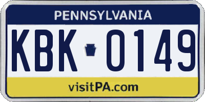 PA license plate KBK0149