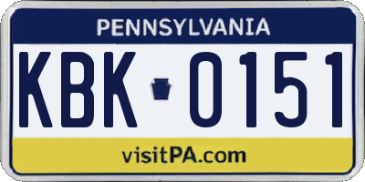 PA license plate KBK0151