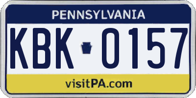 PA license plate KBK0157