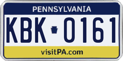 PA license plate KBK0161