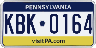 PA license plate KBK0164
