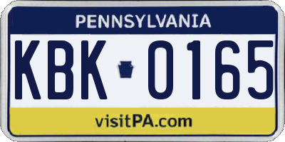 PA license plate KBK0165