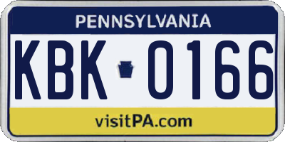 PA license plate KBK0166