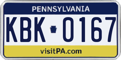 PA license plate KBK0167