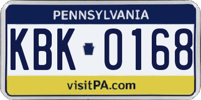 PA license plate KBK0168