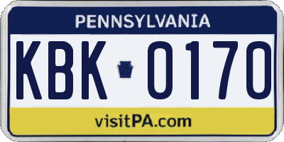 PA license plate KBK0170