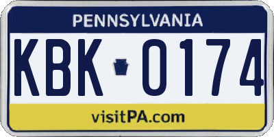 PA license plate KBK0174