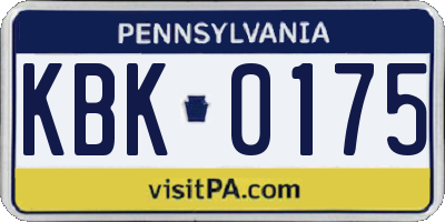 PA license plate KBK0175